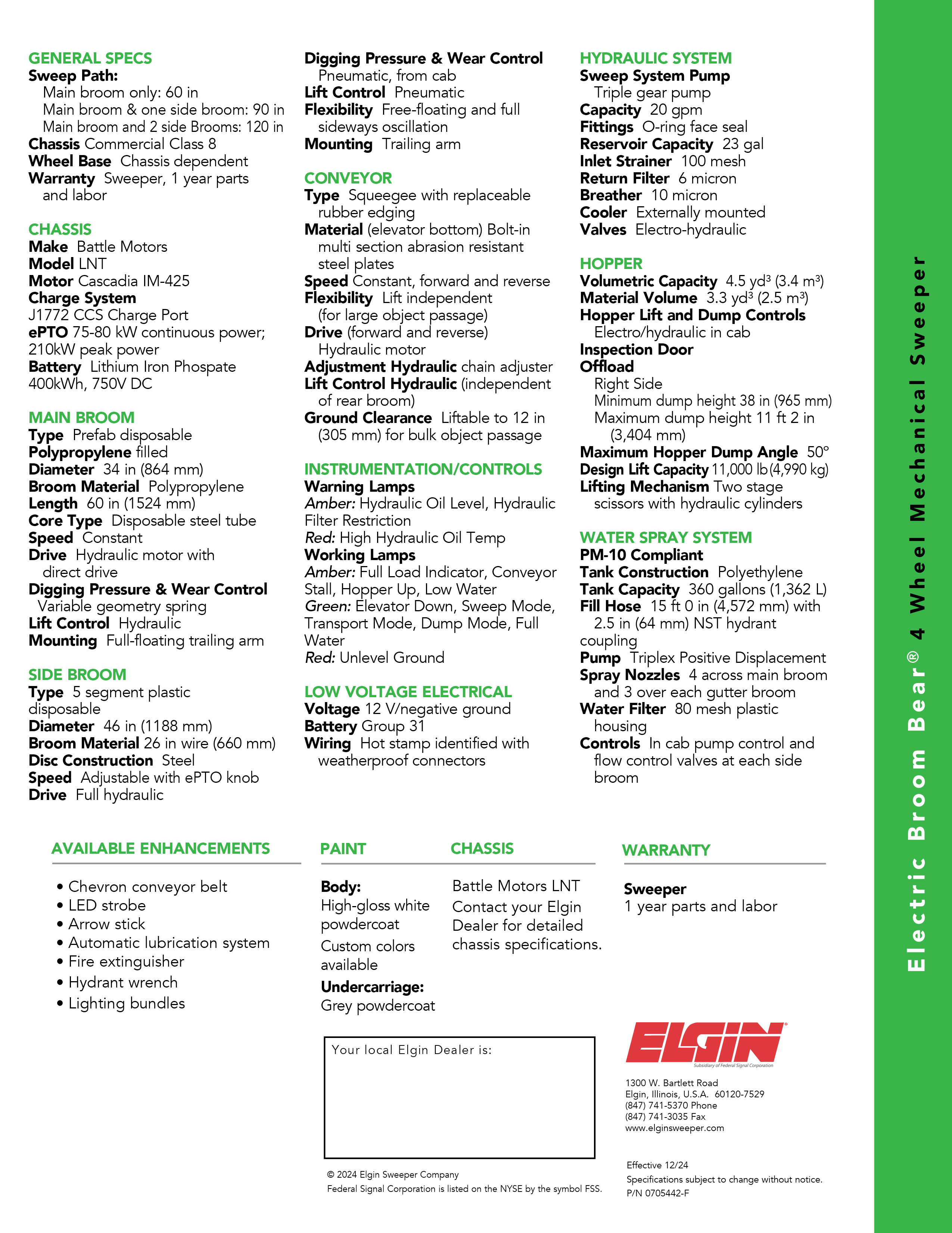 Electric Broom Bear Spec Sheet Image