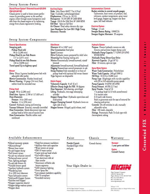 FSX Spec Sheet