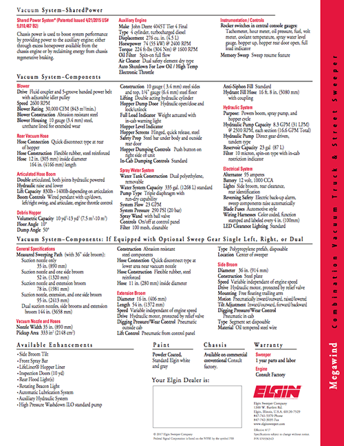 Megawind Spec Sheet